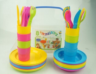 VIKING TOYS NACZYNIA W WIADERKU 8 ZESTAWÓW 48 EL. PASTELOWE KOLORY 3