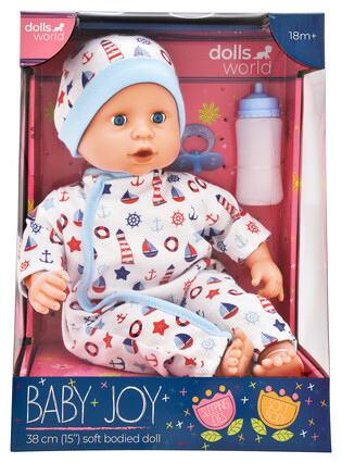 DOLLS WORLD LALKA BABY JOY 38 CM - UBRANKO BIAŁE