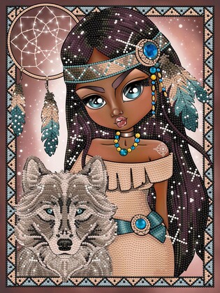 DIAMOND DOTZ ADULTS INDIAN GIRL WITH WOLF 2