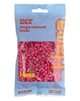 HAMA MIDI CIEMNORÓŻOWE KORALIKI W WORECZKU (1000)